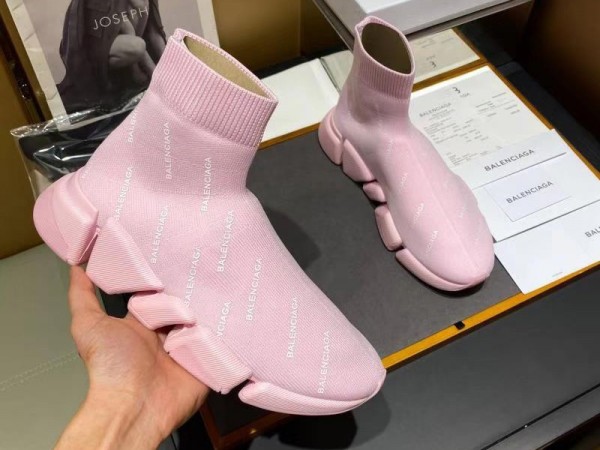 Balenciaga Speed 2.0 Allover Logo Sneaker Pink