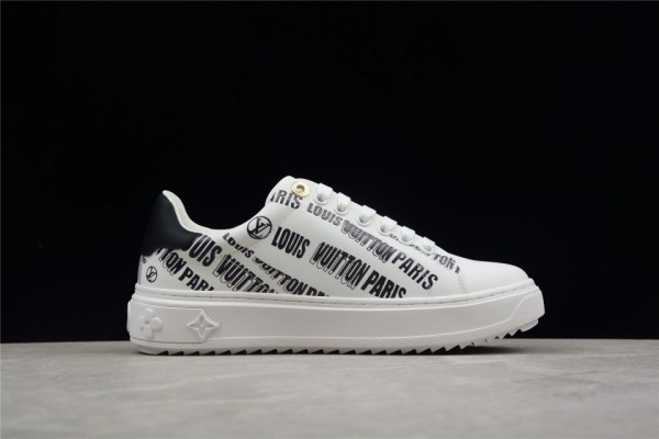 LV Time Out Sneaker White/Black Printed Leather