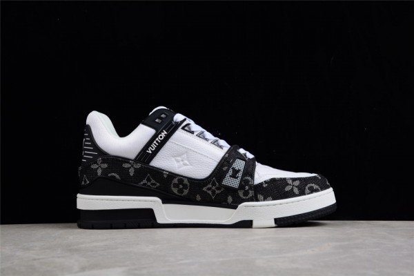 LV Trainer Sneaker Black Denim Monogram