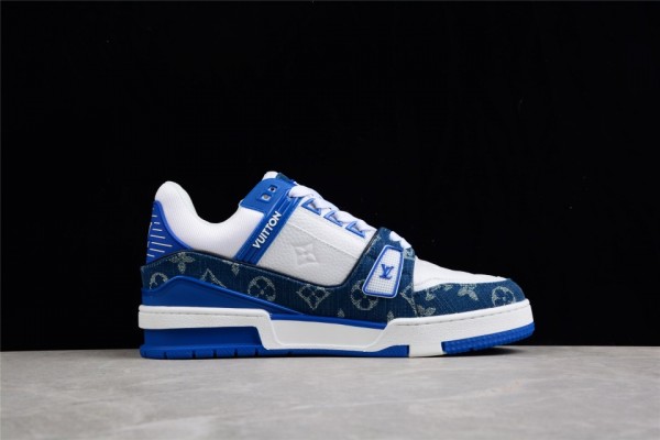 LV Trainer Sneaker Blue Denim Monogram