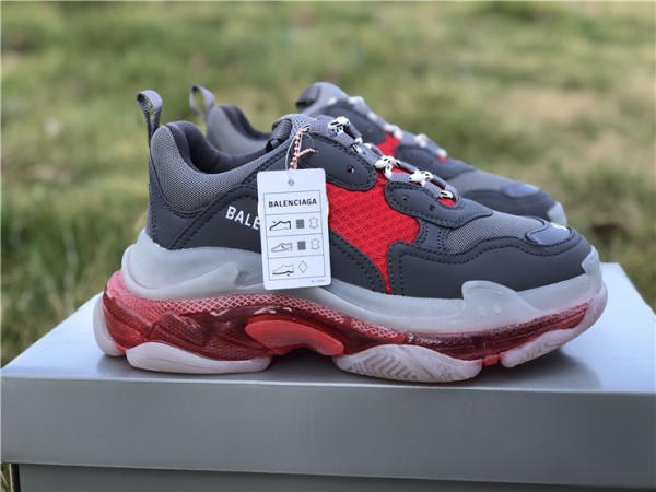 Balenciaga Triple S Clear Sole Sneaker - 'Grey Red'