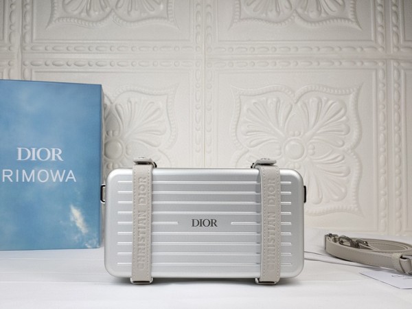 Dior & Rimowa Personal Clutch Gray Aluminum and Grained Calfskin