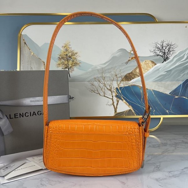 Balenciaga Ghost Sling Bag Shiny Crocodile Embossed Calfskin