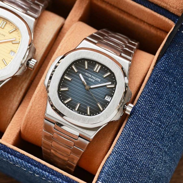 Philip Patek silver blue watch