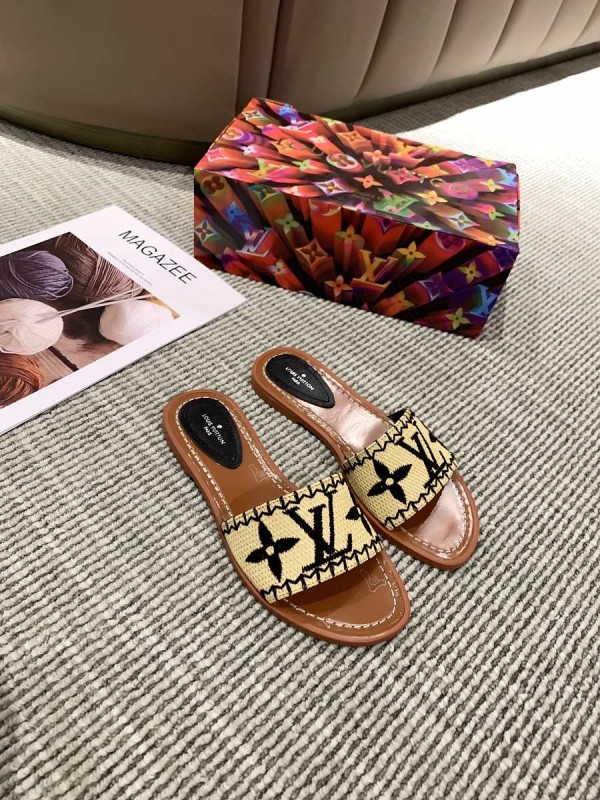 LV slippers Raffia Black