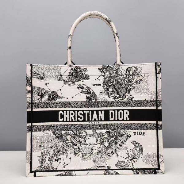 Dior Book Tote Latte - Zodiac Embroidery
