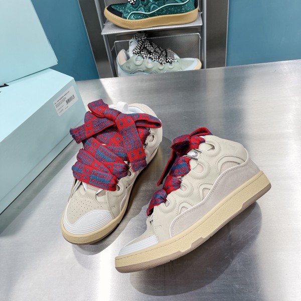 Lanvin Curb vintage sneakers with wide rainbow shoes lace Top Version 