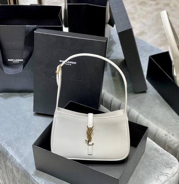 YSL LE 5 A 7 Hobo White Bag In Smooth Leather