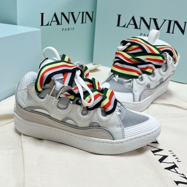 Lanvin Curb vintage sneakers with wide rainbow shoes lace Top Version 