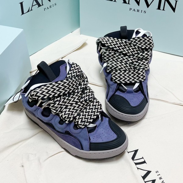 Lanvin Curb vintage sneakers with wide rainbow shoes lace Top Version 