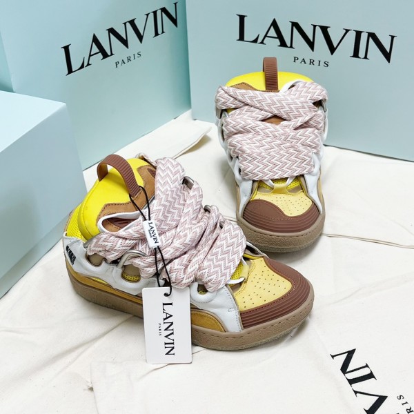 Lanvin Curb vintage sneakers with wide rainbow shoes lace Top Version 