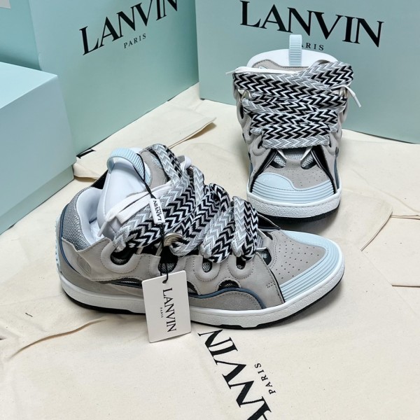 Lanvin Curb vintage sneakers with wide rainbow shoes lace Top Version 