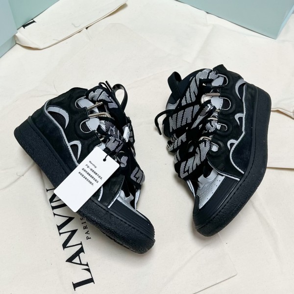 Lanvin Curb vintage sneakers with wide rainbow shoes lace Top Version 