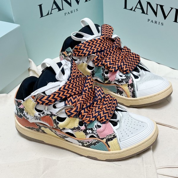 Lanvin Curb vintage sneakers with wide rainbow shoes lace Top Version 