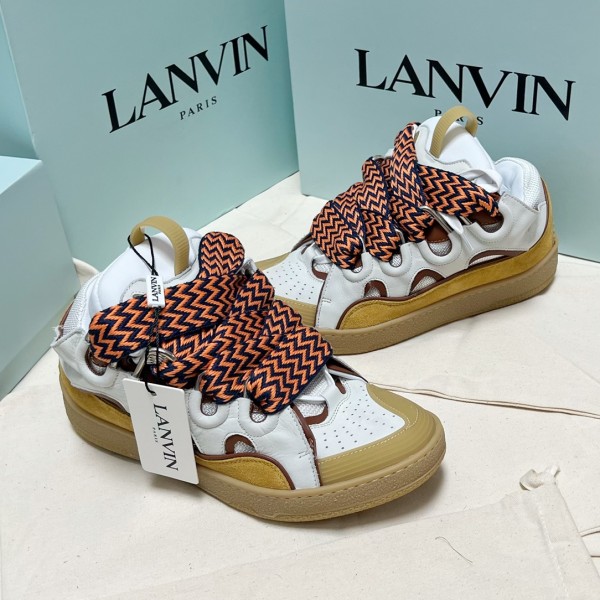 Lanvin Curb vintage sneakers with wide rainbow shoes lace Top Version 