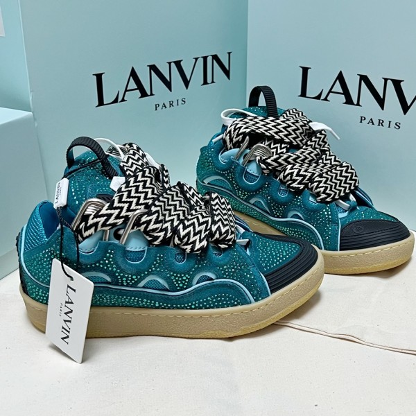 Lanvin Curb vintage sneakers with wide rainbow shoes lace Top Version 