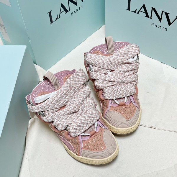 Lanvin Curb vintage sneakers with wide rainbow shoes lace Top Version 