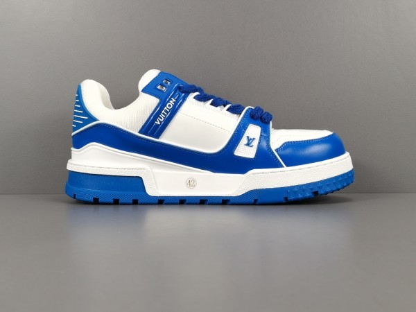 LV Trainer Sneaker White Blue Logo LV LV-T0039