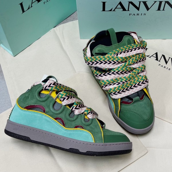 Lanvin Curb vintage sneakers with wide rainbow shoes lace Top Version 