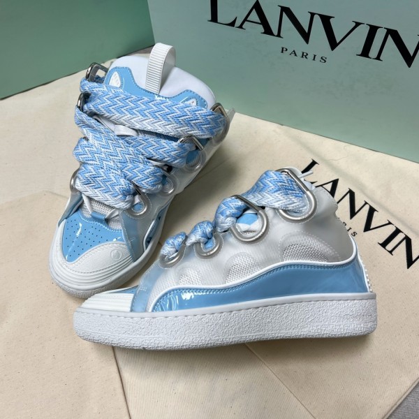 Lanvin Curb vintage sneakers with wide rainbow shoes lace Top Version 