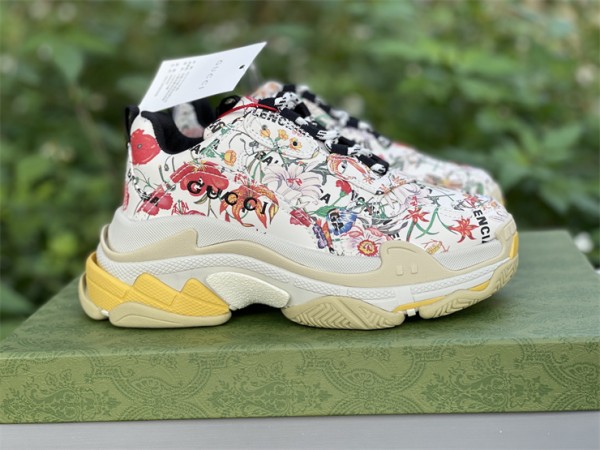 Gucci x Balenciaga The Hacker Project Triple S Flower Print