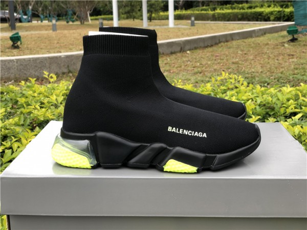 Balenciaga Speed  Clear Sole Sneaker  Black / Yellow- Fluo 