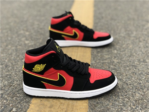 Air Jordan 1 Mid Black Hot Punch (W)