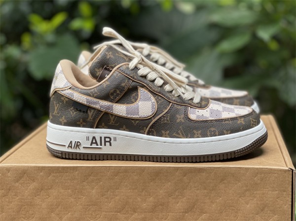 LV x Nike Air Force 1 Low Monogram Brown Damier Azur
