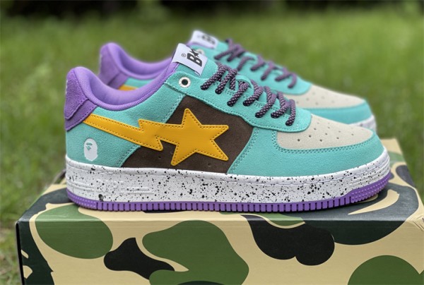 A Bathing Ape Bape Sta Teal Brown Yellow Suede