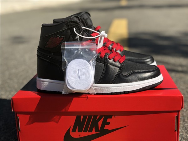 Jordan 1 Retro High Black Satin Gym Red