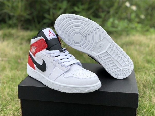 Jordan 1 Mid White Black Gym Red