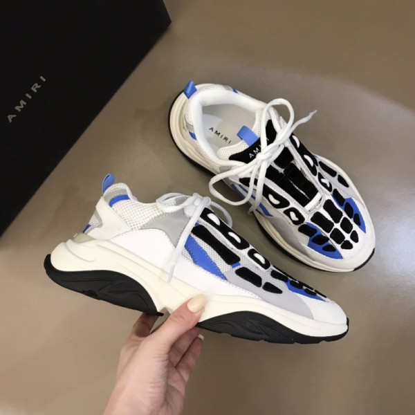 Amiri Bone Runner Sneakers - 'White - Black - Grey - Blue' - AMRBR-001
