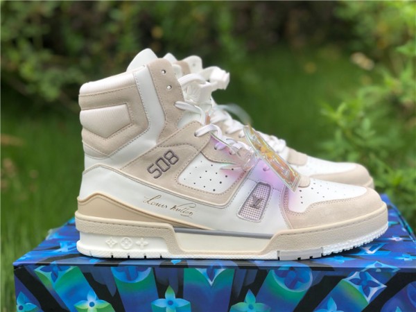 Louis Vuitton Trainer Sneaker Boot White GreyVL 1119