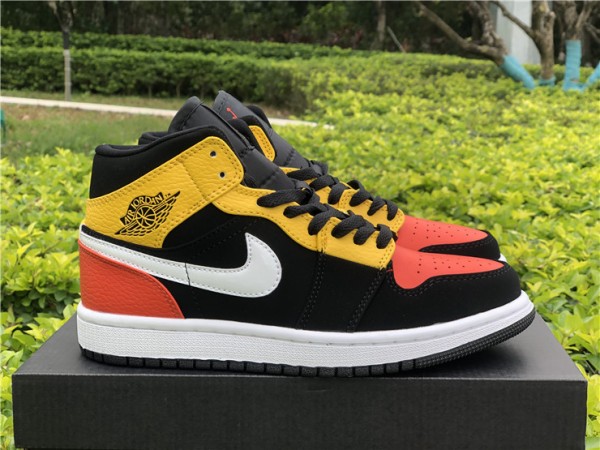 Jordan 1 Mid Black Amarillo Orange