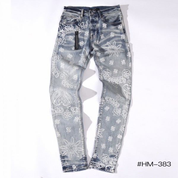 Amini Wax Denim Light Blue Jeans - Pattern Flower
