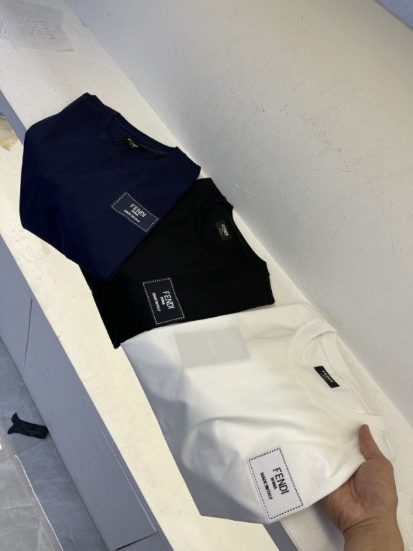 Fendi Short sleeve short T - Black - White - Dark Blue
