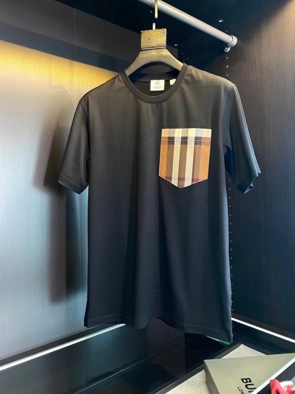 Burberry T-shirt Pocket Style For Couples - Black