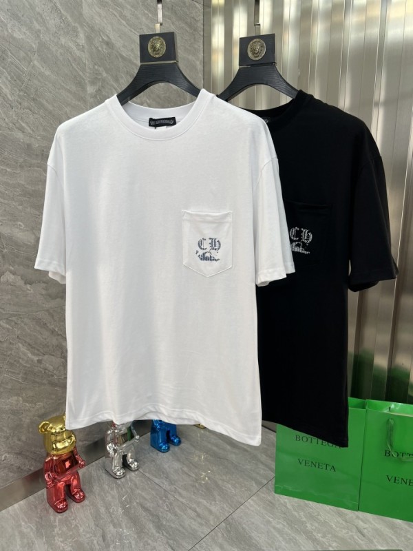 Chrome Hearts Short Sleeve T-Shirt With Small Pocket White/Black CHH-0003