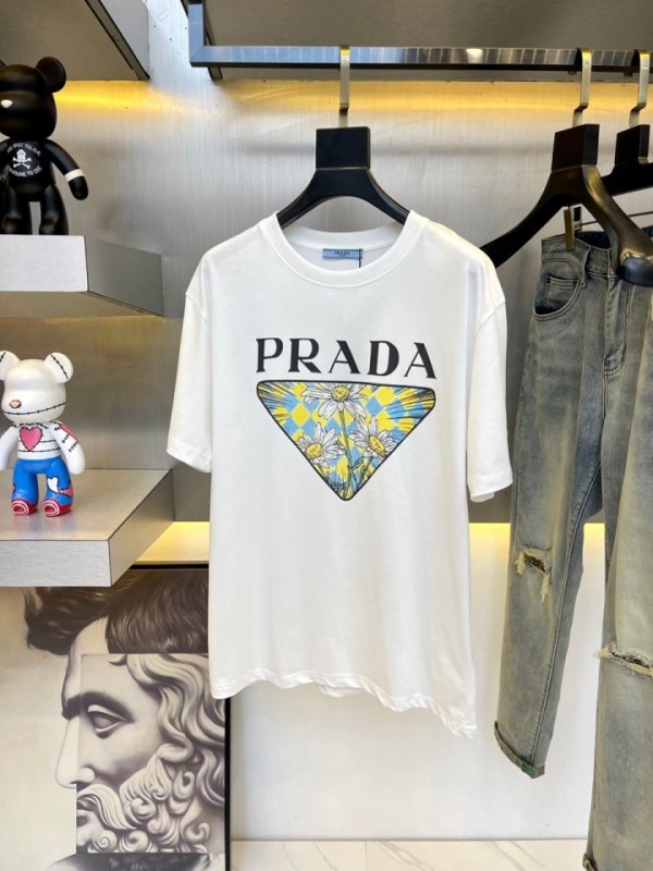 Prada Short Sleeve T-Shirt Flower White/Black