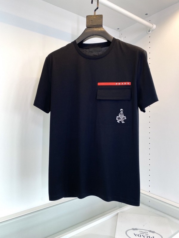 Prada Short Sleeve T-Shirt With Small Pocket Black/White