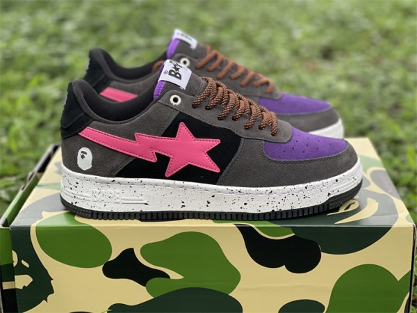 A Bathing Ape Bape Sta Black Grey Pink Suede