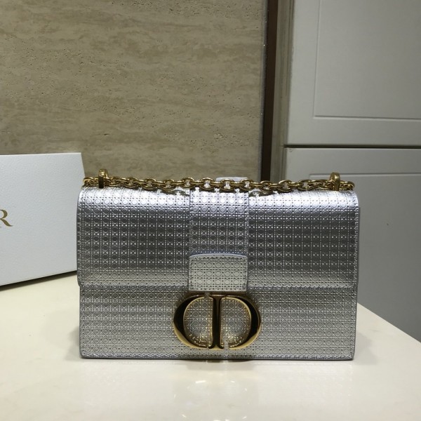 Christian Dior 30 Montaigne Silver Flap chain bag ( 25 x 16.5 x 8 cm)