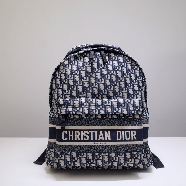Christian Dior Travel Backpack - Blue Oblique Jacquard