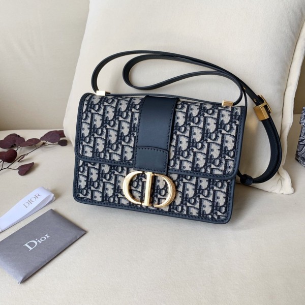 Christian Dior 30 MONTAIGNE BAG Blue Dior Oblique Jacquard - (24x17x8cm)