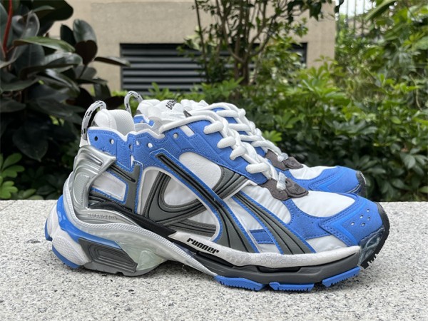 Balenciaga Runner Sneaker in blue, white and suede-like fabric