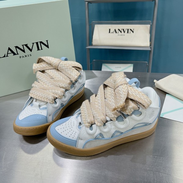 Lanvin Curb vintage sneakers with wide rainbow shoes lace Top Version 