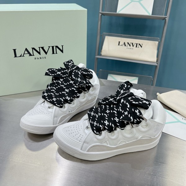 Lanvin Curb vintage sneakers with wide rainbow shoes lace Top Version 