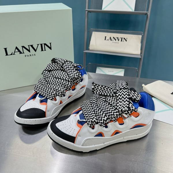 Lanvin Curb vintage sneakers with wide rainbow shoes lace Top Version 