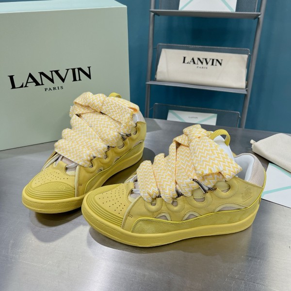 Lanvin Curb vintage sneakers with wide rainbow shoes lace Blue