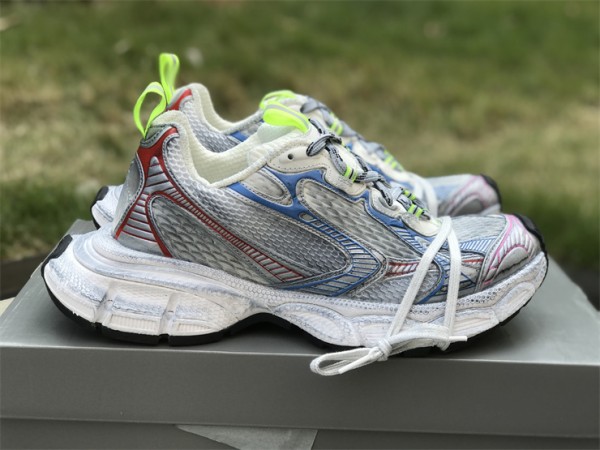 Balenciaga’s 3XL Sneaker in white, red and blue mesh and polyurethane